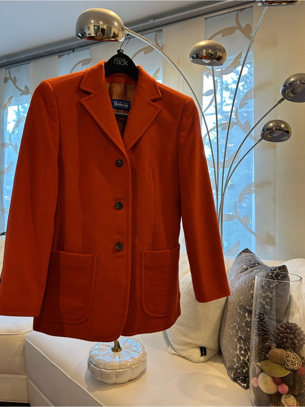 Classic Chic Orange Women's Blazer Jacket - Clothcraft by Windsor / size medium